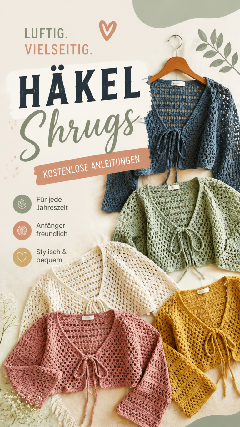 Häkelanleitungen für elegante Shrugs  kostenlose Crochet Muster und Ideen