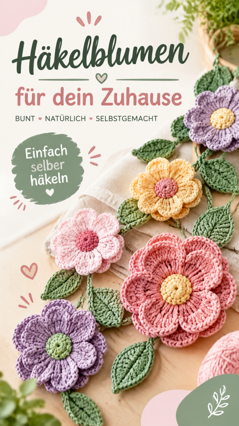 Häkelvorhänge mit Blumenmuster  kreative Fensterdeko