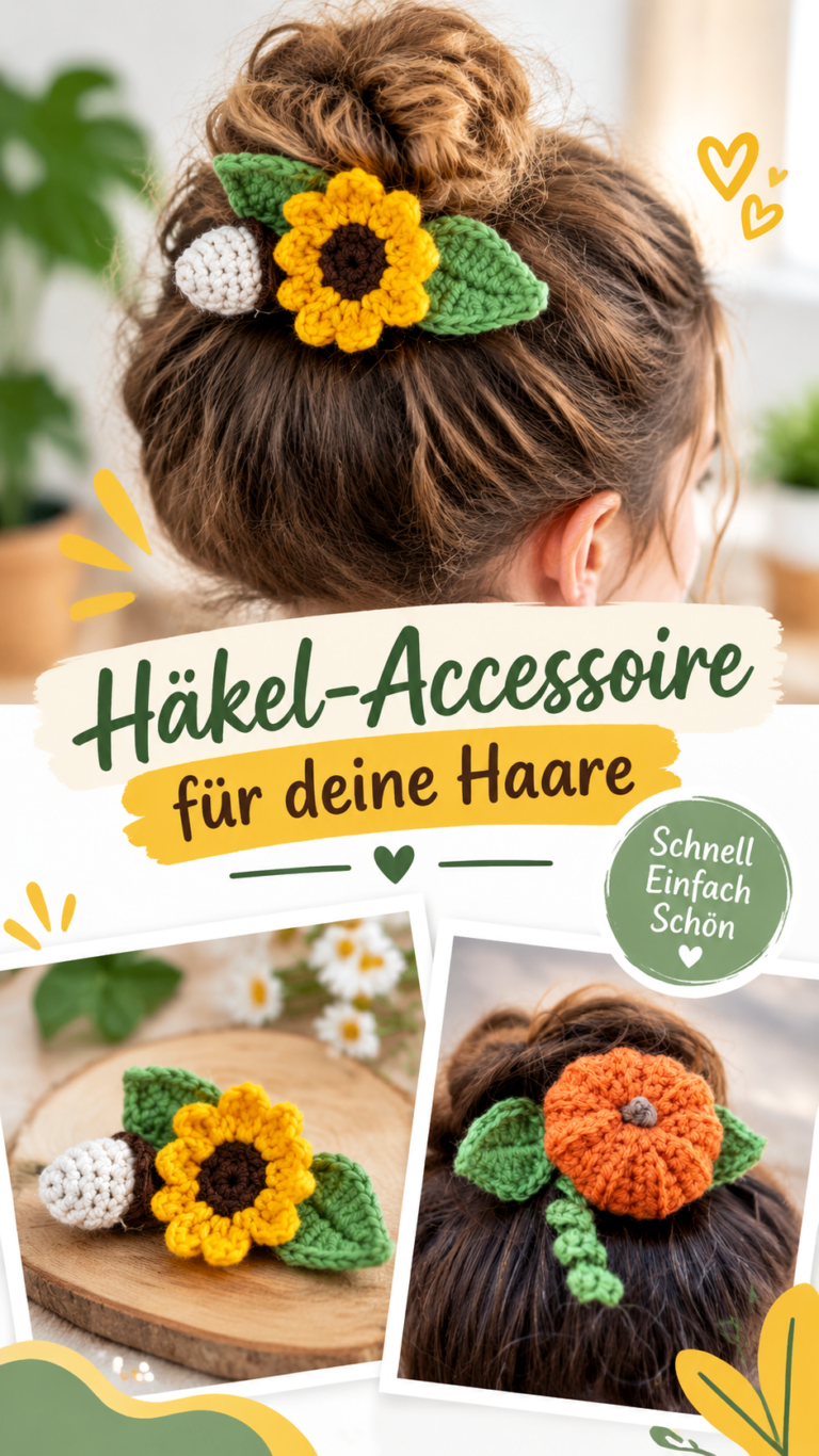 Gehäkelte Haarspange mit Blumenmotiv  süßes DIY Crochet Accessoire