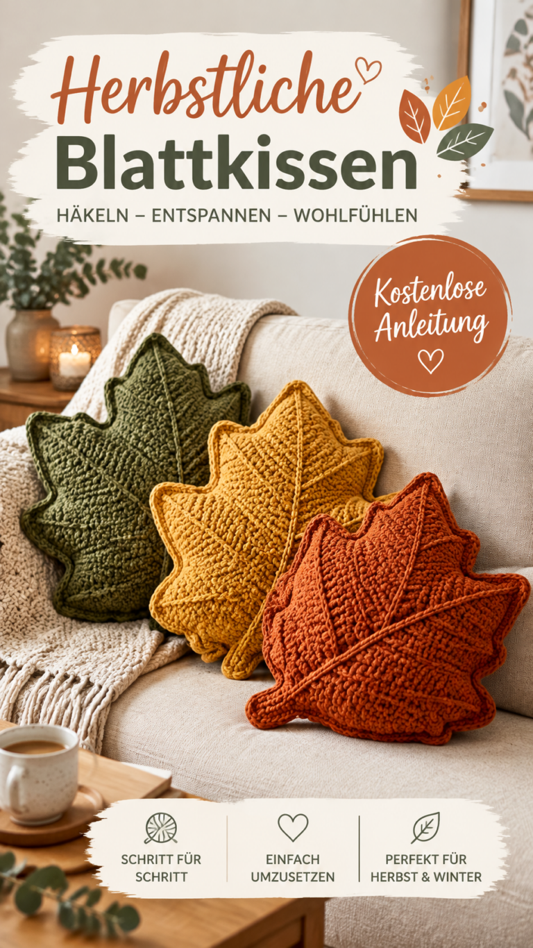 Gehäkelte Kissenhülle im Herbststil  einfache DIY Häkelidee