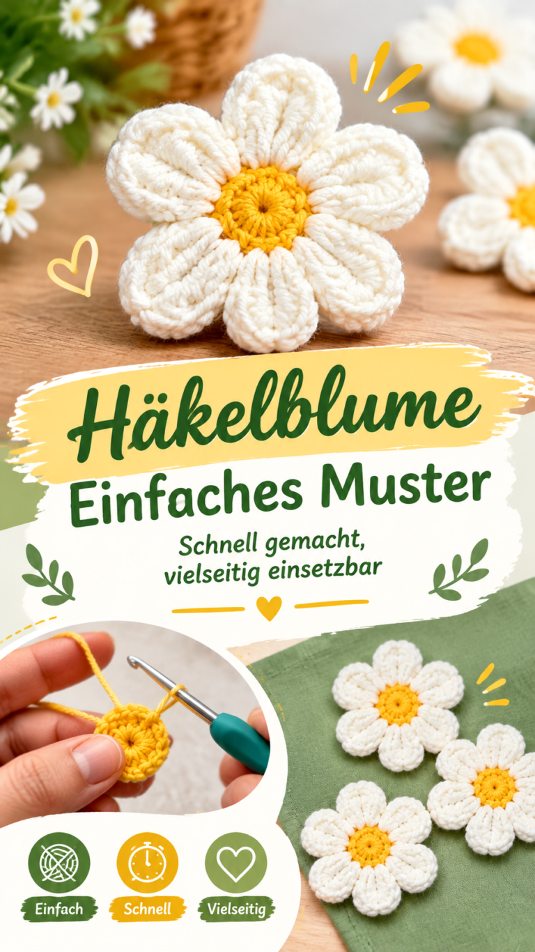 Häkel-Gänseblümchen Anleitung  Süße DIY Blumen aus Wolle