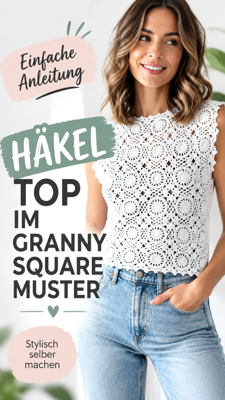 Häkelanleitung Granny Square Top  luftiges Häkeloberteil im Boho-Stil