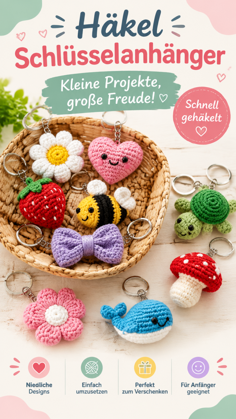 Häkel-Schlüsselanhänger im süßen Ästhetik-Stil  kreative DIY Ideen