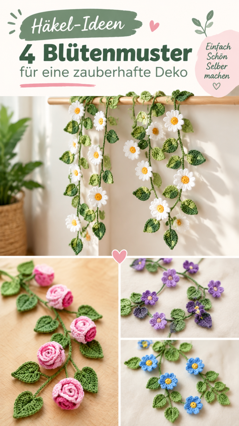 Häkelranken Wunderschöne florale Deko-Ideen zum Selberhäkeln