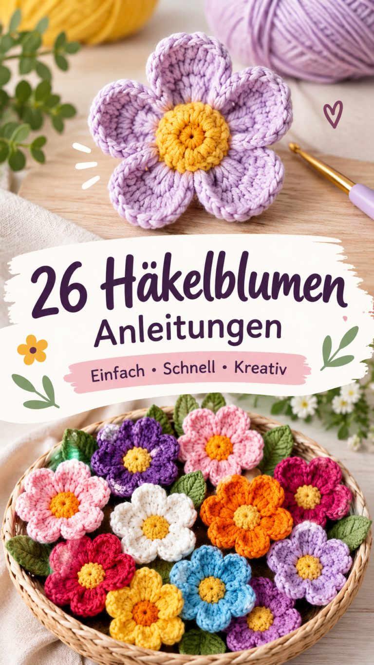 26 Häkelblumen Wunderschöne Blumen häkeln  kreative Ideen  Muster