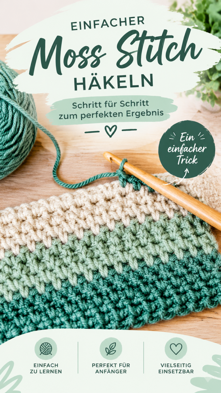 Moosstich häkeln Anleitung  einfacher Häkelstich für Anfänger