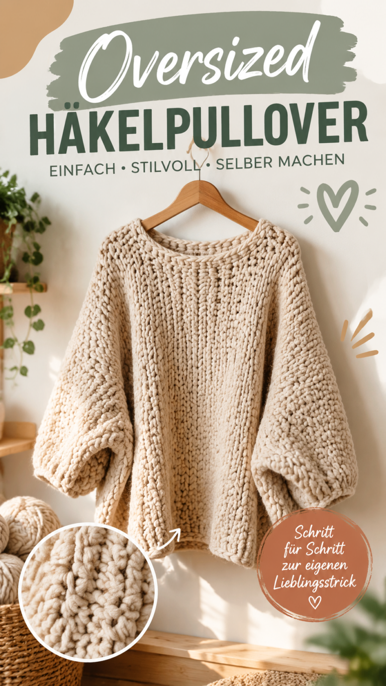 Oversize Häkelpullover Anleitung  Einfaches Crochet Muster zum Selbermachen