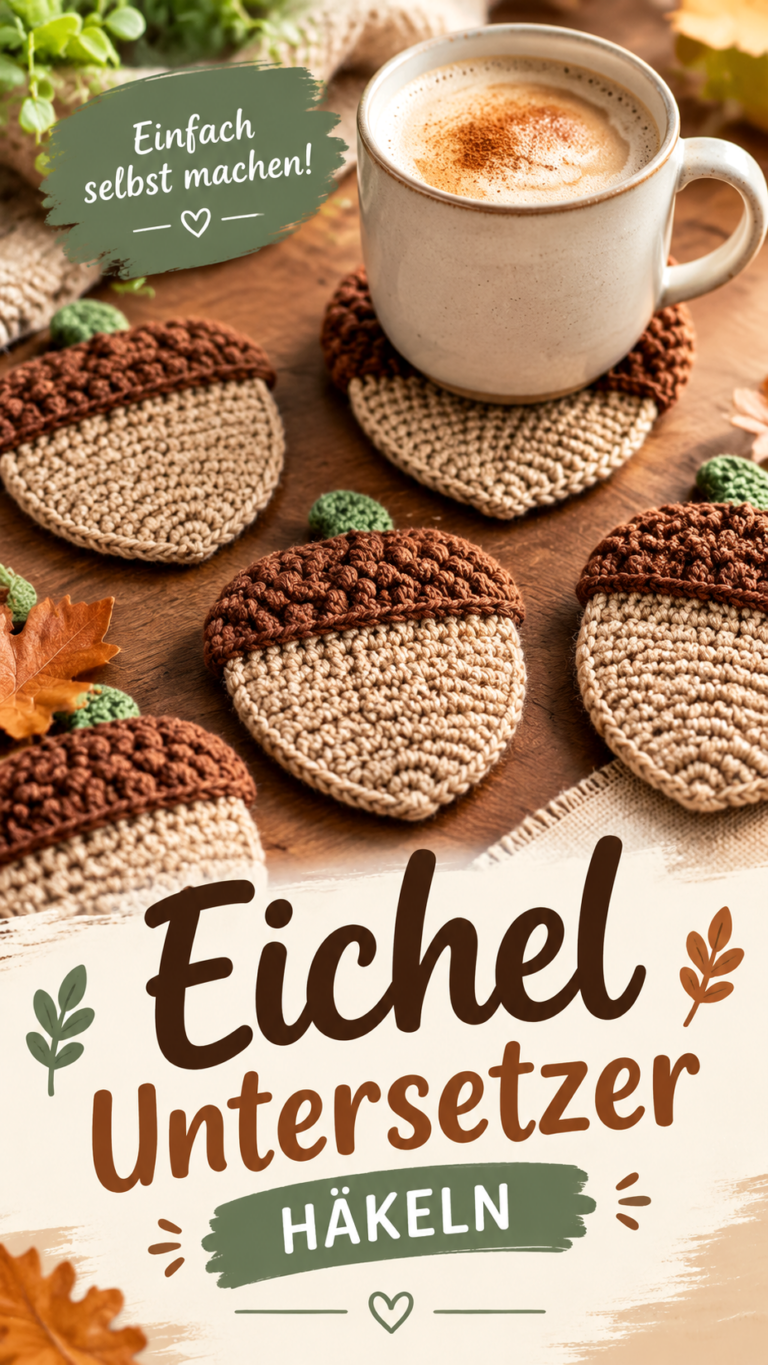 Herbstliche Häkeluntersetzer in Eichelform  DIY Häkelanleitung für den Herbst