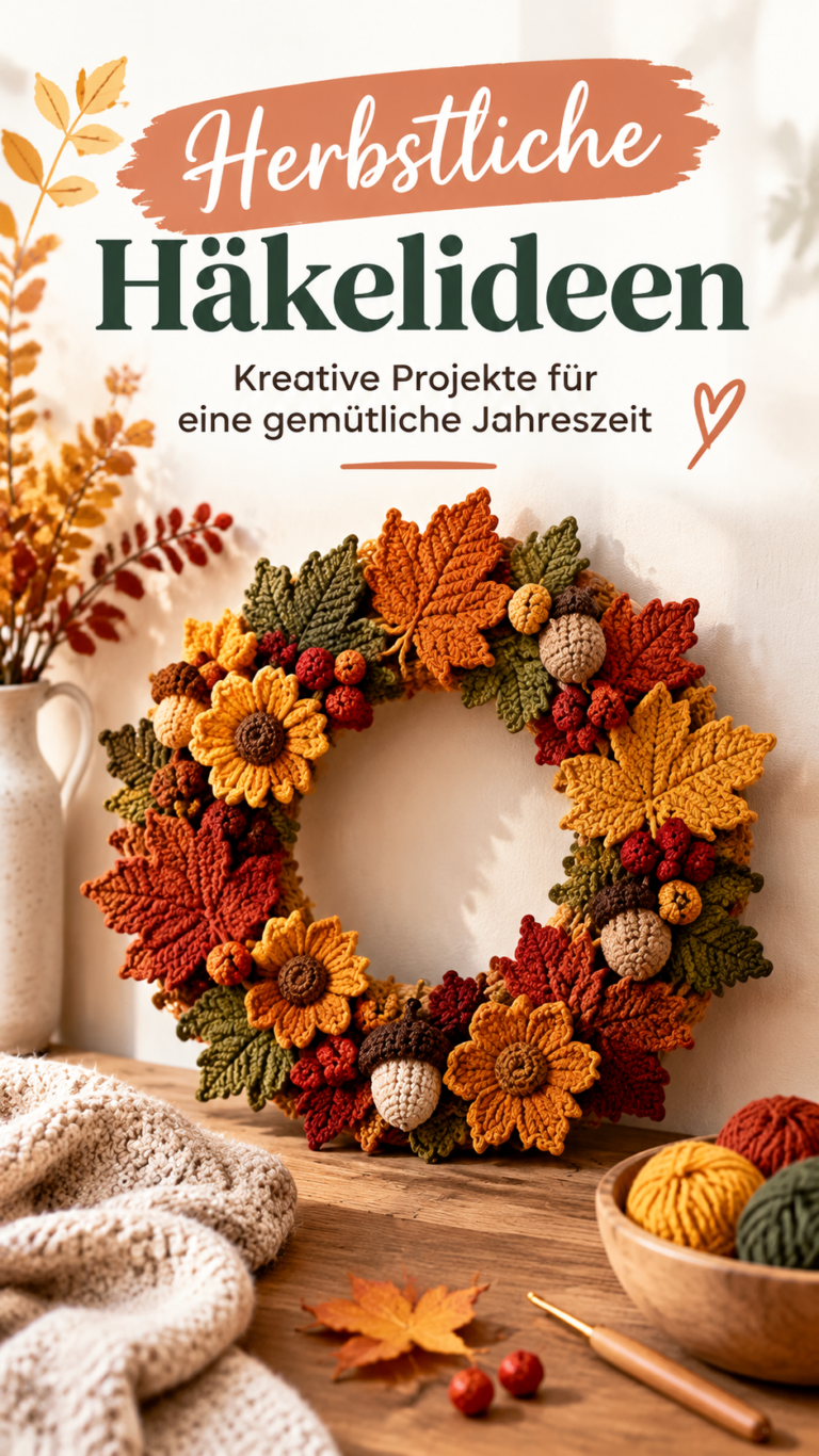 Herbst häkeln Gemütliche Herbstdeko, Kürbisse, Blätter und Kranz häkeln