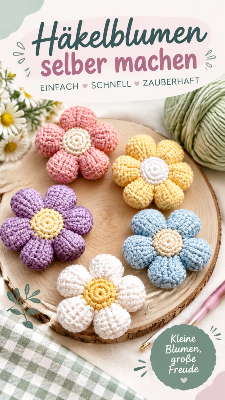 Gehäkelte Taschenanhänger in Blumenform  Niedliche DIY Bag Charms zum Selbermachen