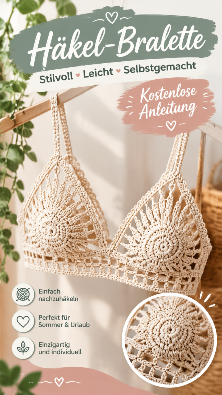Gehäkelter Blumen-Bikini Kostenlose Anleitung für einen Boho-Bikini im Häkelstil