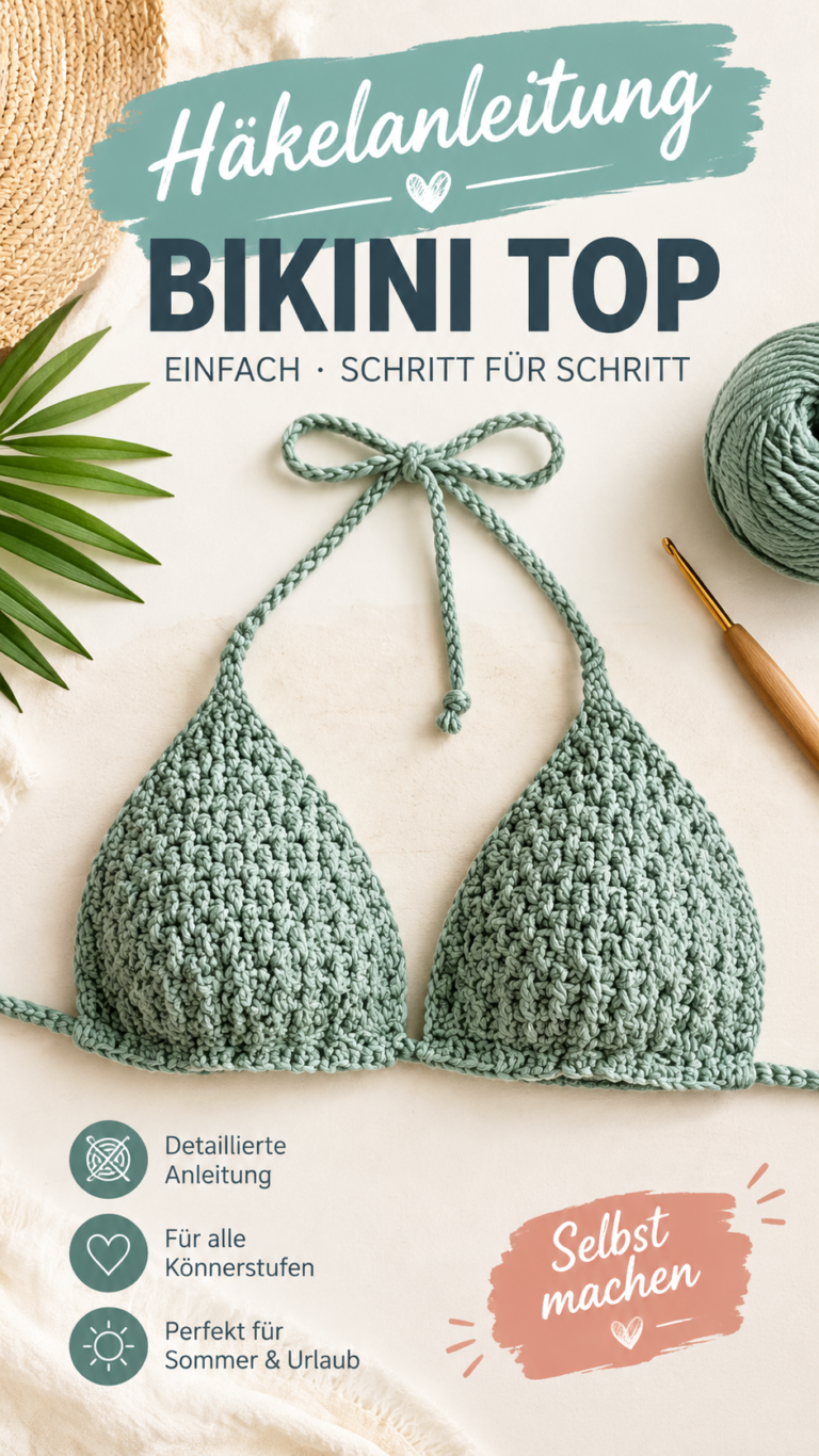 Gehäkeltes Bikini-Oberteil im Reiskornmuster  DIY-Anleitung zum Selberhäkeln