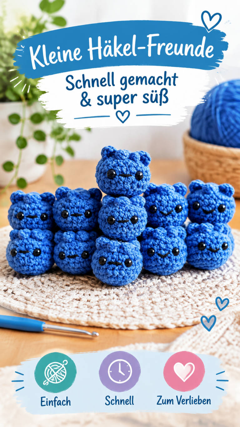 Blaue Häkeltiere Süße Amigurumi Figuren einfach selber häkeln