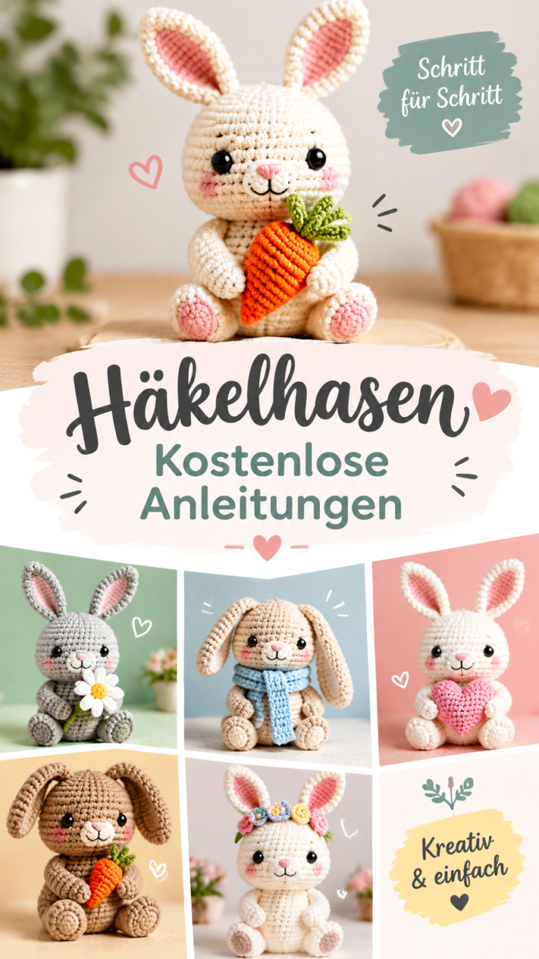 Kostenlose Häkelanleitung für süßen Amigurumi Hase  Bunny Crochet Pattern
