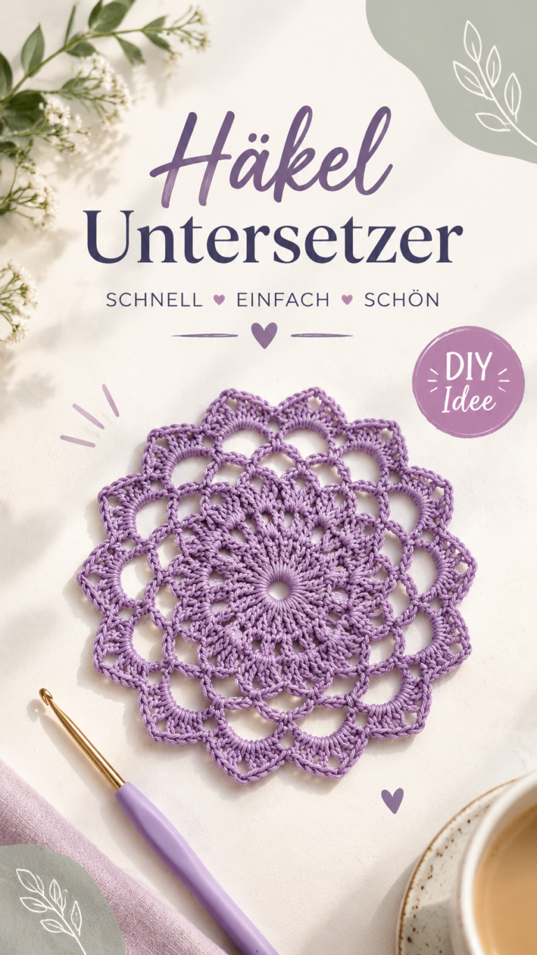 Gehäkelte Blumenuntersetzer  Anleitung für eine dekorative Spitzendecke in Lila
