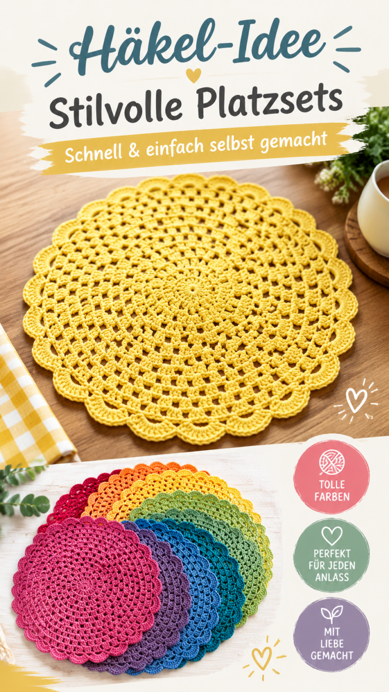 Runde gehäkelte Tischsets  DIY Häkelanleitung in bunten Farben