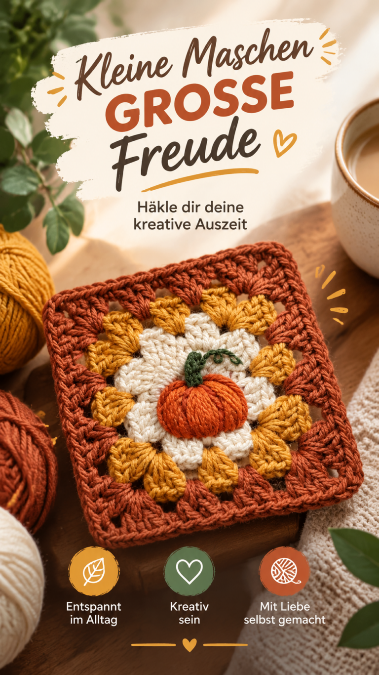 Granny Squares häkeln Herbstliches Häkelmuster mit Blumenmotiv und Anleitungsidee