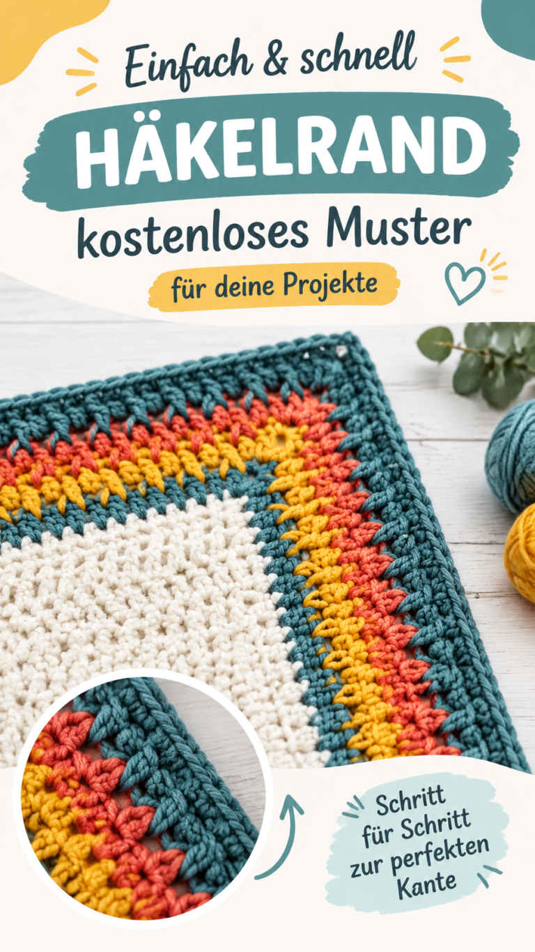 Häkelbordüre Muster Bunte Kante häkeln mit kostenlosem Muster
