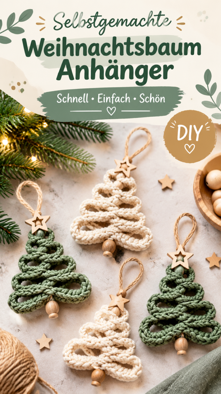 Weihnachtliche Häkelanhänger DIY Tannenbaum aus Wolle für Weihnachten