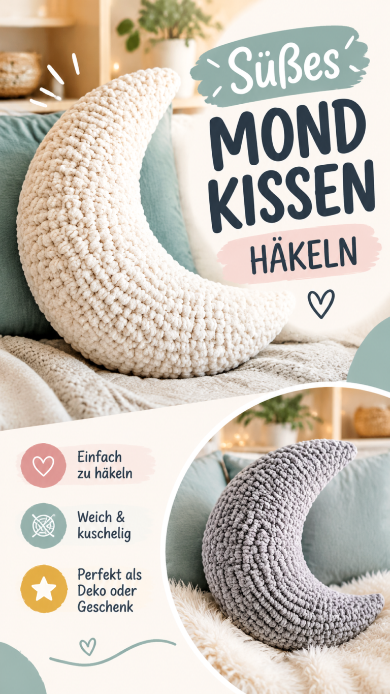 Halbmond-Kissen häkeln Einfache Häkelanleitung für gemütliche Deko