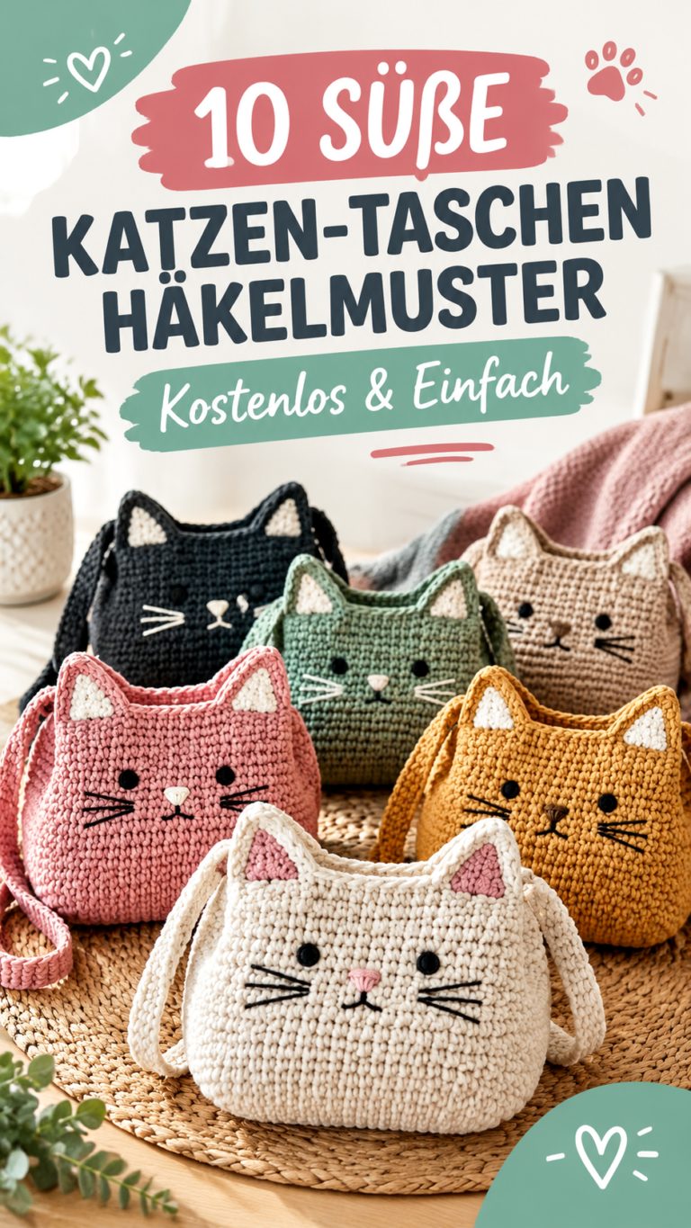 10 süße gehäkelte Katzentaschen  kostenlose Amigurumi-Häkelideen zum Selbermachen