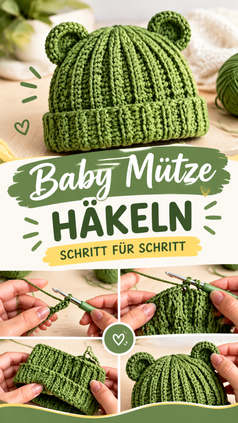 Kostenlose Häkelanleitung für Baby Mütze  einfache Häkelmütze mit Muster