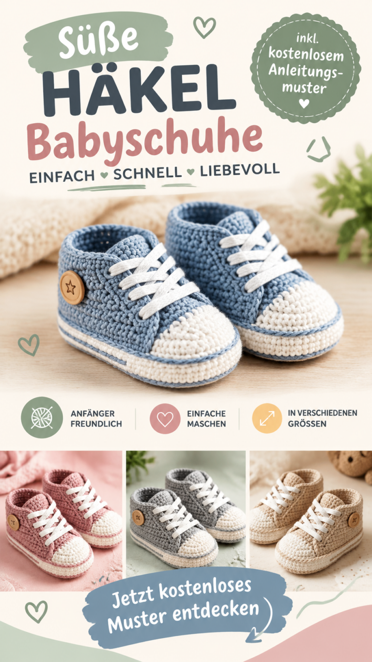 Einfache gehäkelte Babyschuhe  kostenlose Anleitung für Anfänger