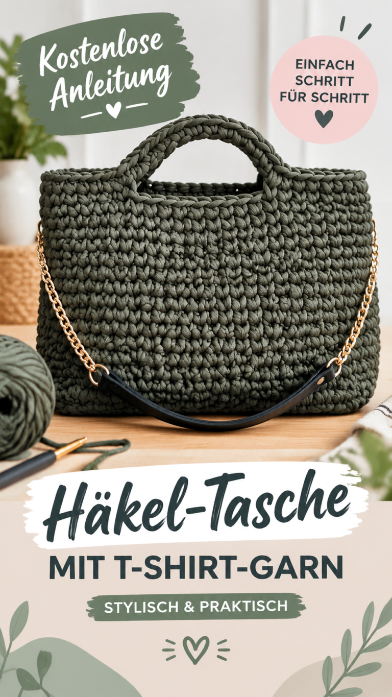 Anleitung Häkel-Tasche aus T-Shirt-Garn selber häkeln
