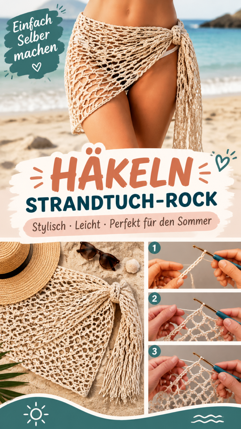 Gehäkelter Strandüberwurf Luftiger Häkelrock für den Sommer