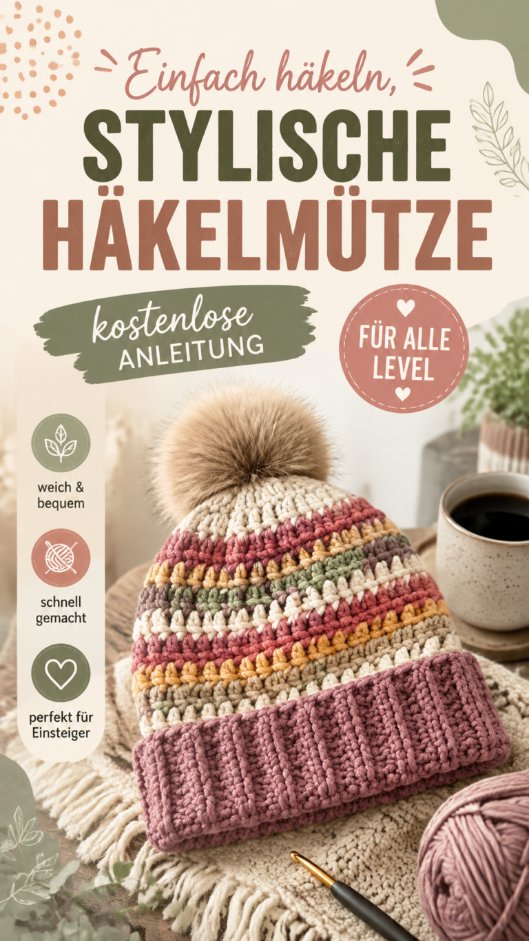 Einfache Häkelmütze Gemütliche Beanie Anleitung für Anfänger