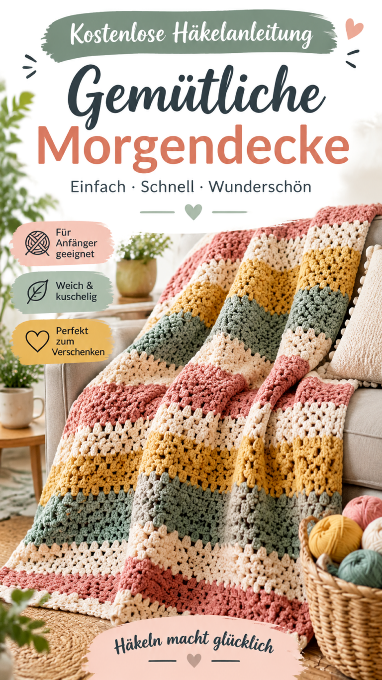 Einfache Häkeldecke im Moss Stitch  Gemütliche Kuscheldecke mit Fransen selber häkeln