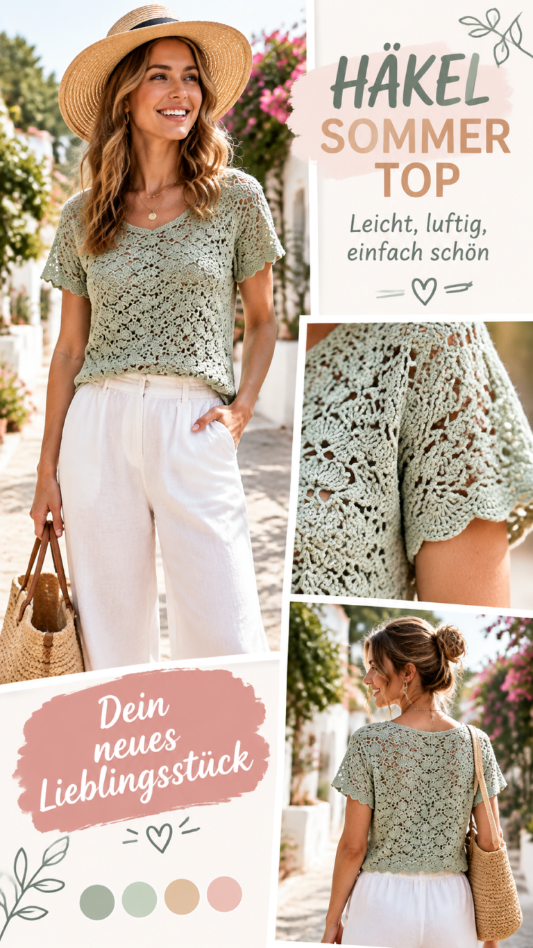 Häkelbluse Anleitung kostenlos  luftiges Sommer Top mit Muschelmuster