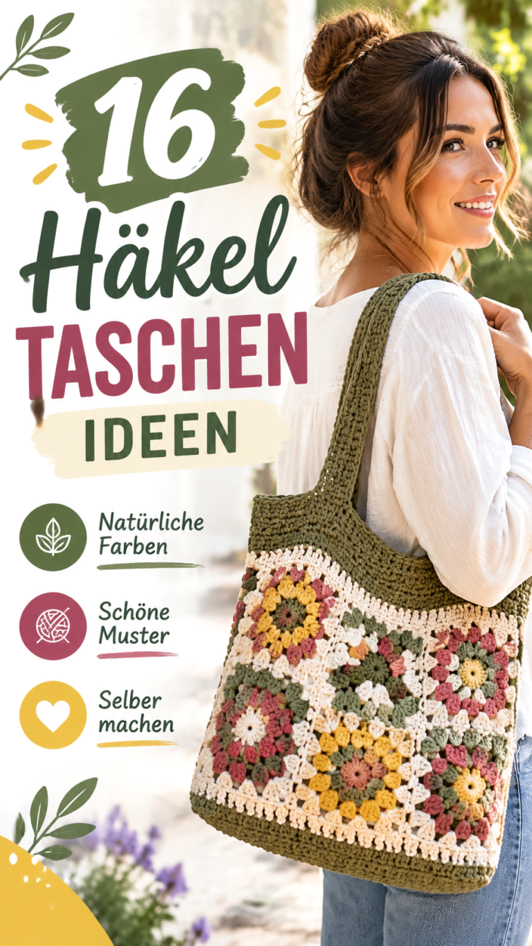 Häkel-Boho-Tasche Bunte Granny-Square-Tasche im natürlichen Hippie-Stil selber häkeln