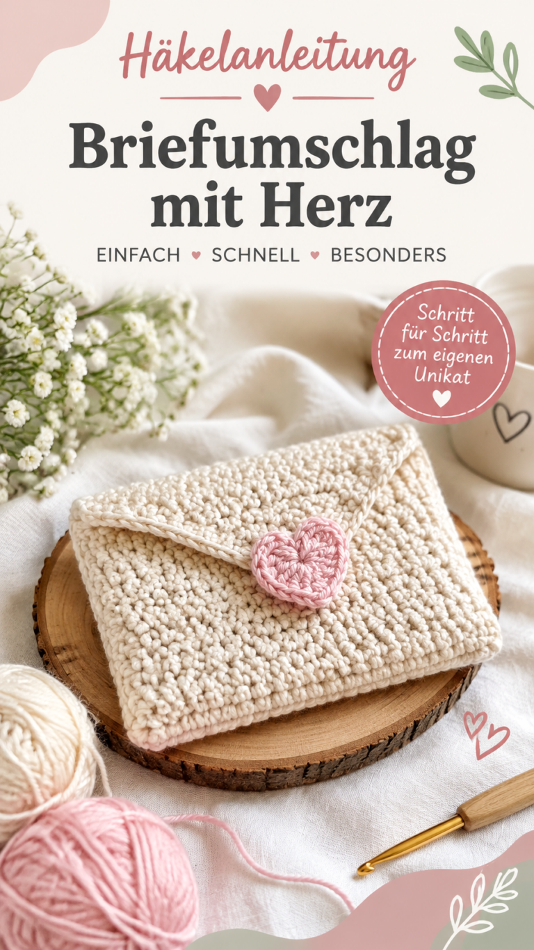 Häkelanleitung Liebevolle Buchhülle mit Herz selber häkeln