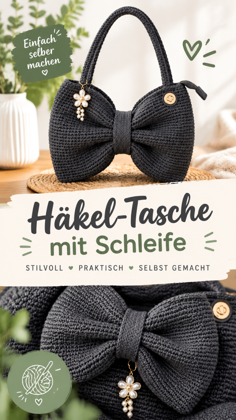 Häkeltasche mit Schleife  elegante gehäkelte Handtasche
