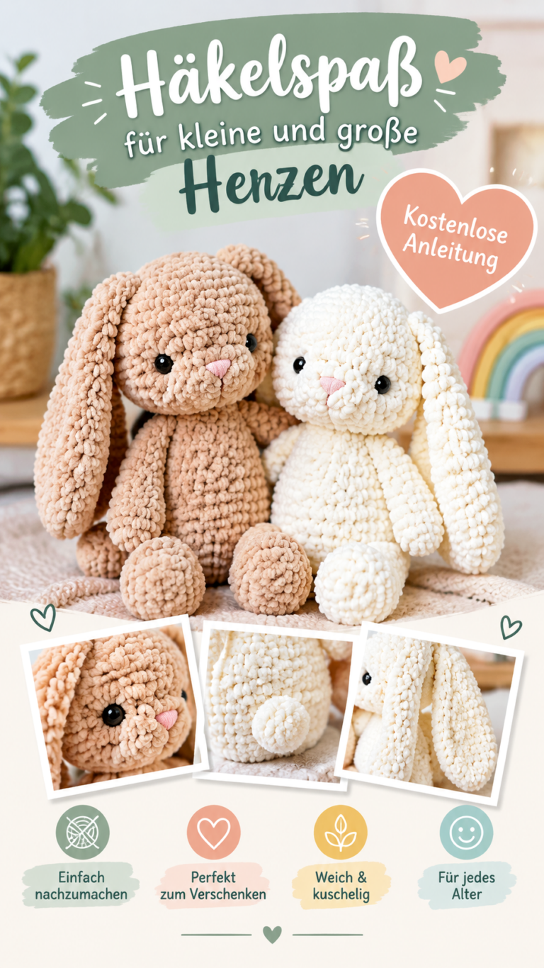 Häkelhase Anleitung Süßes Kuscheltier häkeln