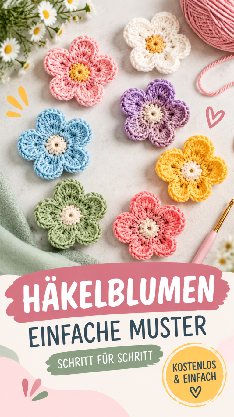 Gehäkelte Schmetterlinge als Applikation  einfache Anleitung mit kostenlosem Häkelmuster