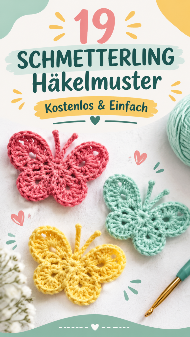 Schmetterling häkeln Kostenlose Häkelanleitung für süße Deko