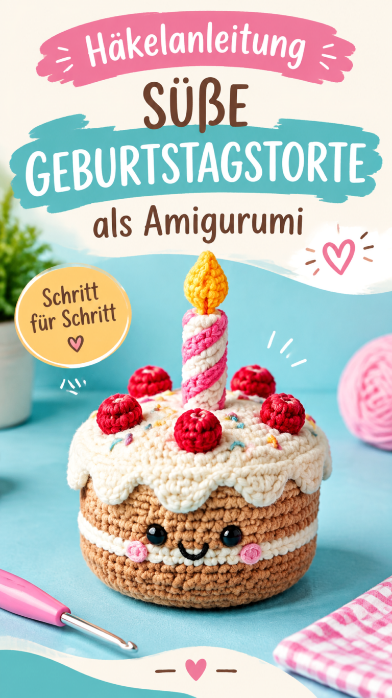 Häkelkuchen Amigurumi  Süße Geburtstagskuchen Häkelanleitung als Geschenk