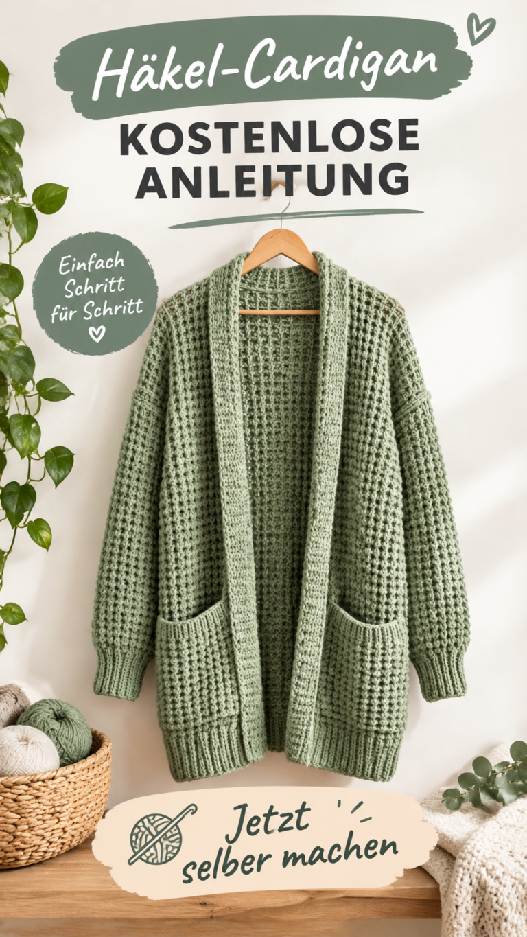 Kostenloses Häkelmuster für langen Cardigan  Anleitung