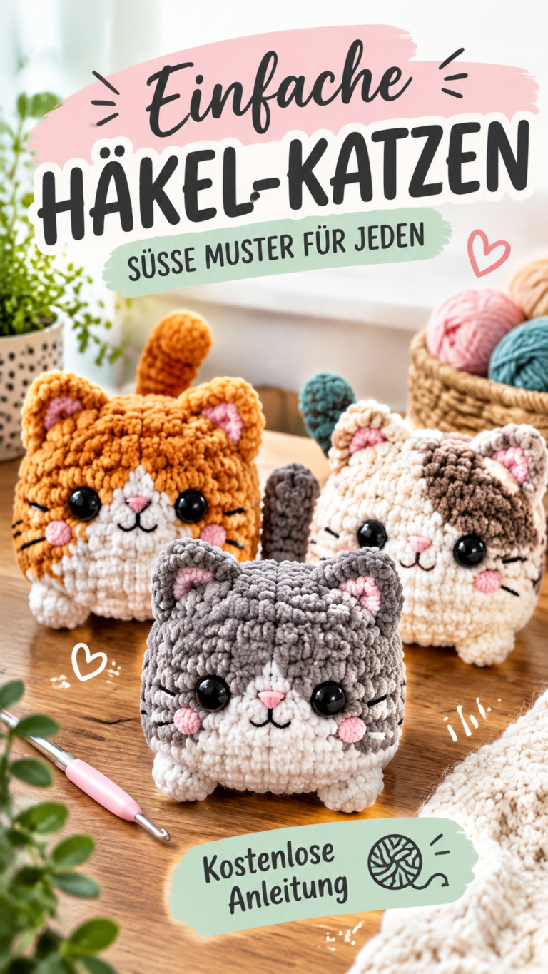 Einfache Häkelanleitung für süße Katzen-Spielzeuge