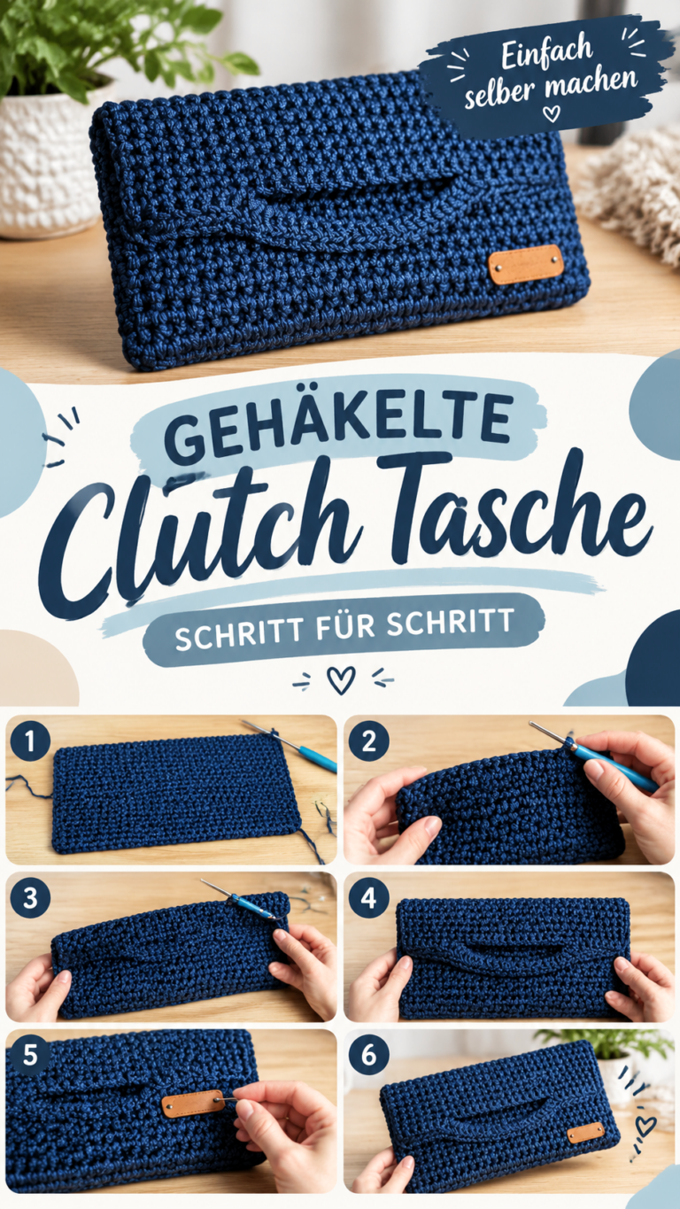 Häkelanleitung Clutch Tasche  Elegante gehäkelte Abendtasche selber machen