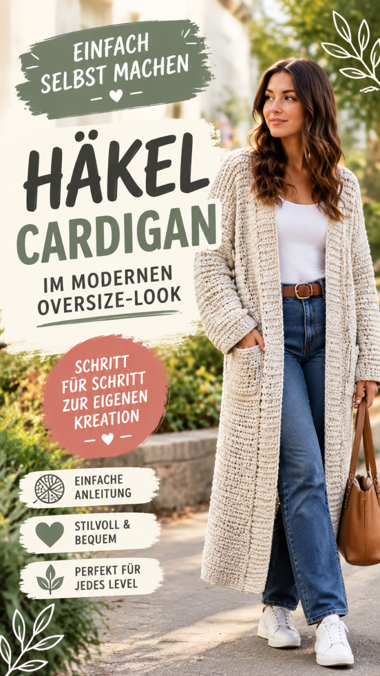 Einfacher Häkelmantel für Anfänger  Langer Cardigan mit Schritt-für-Schritt-Anleitung