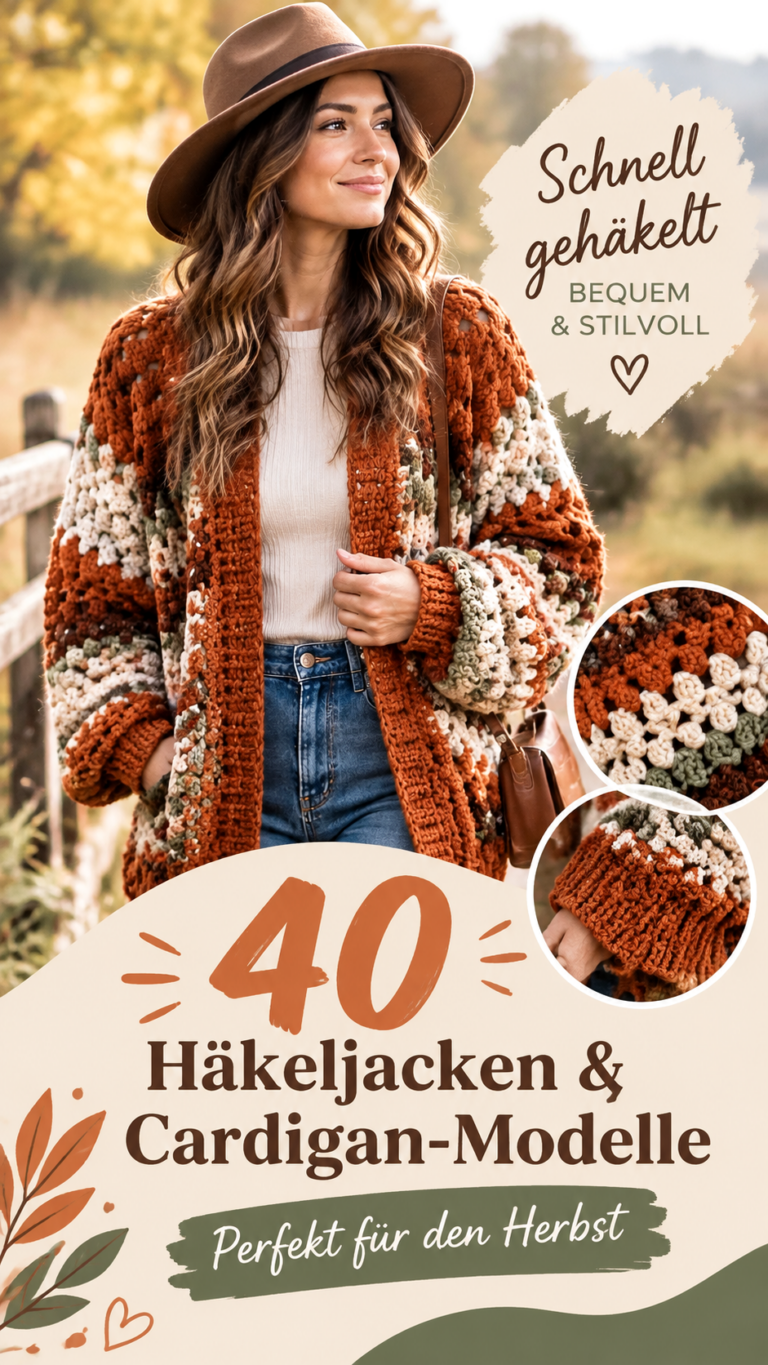 Gehäkelter Mantel  Cardigan  gemütliche Häkeljacke für den Herbst