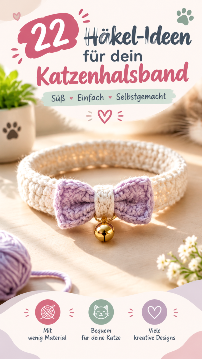 Gehäkelter Katzenkragen mit süßer Schleife  Kreative DIY-Häkelidee
