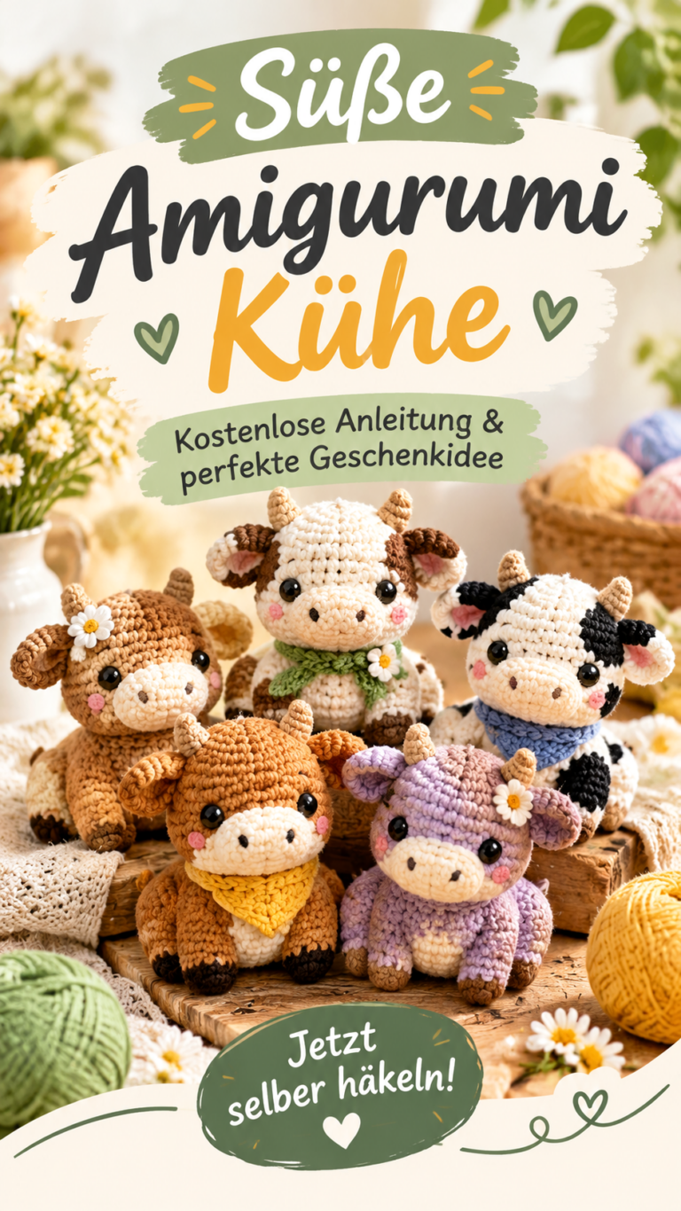 Kuh häkeln Süße Amigurumi-Kühe mit kostenloser Anleitung für Anfänger und Geschenke
