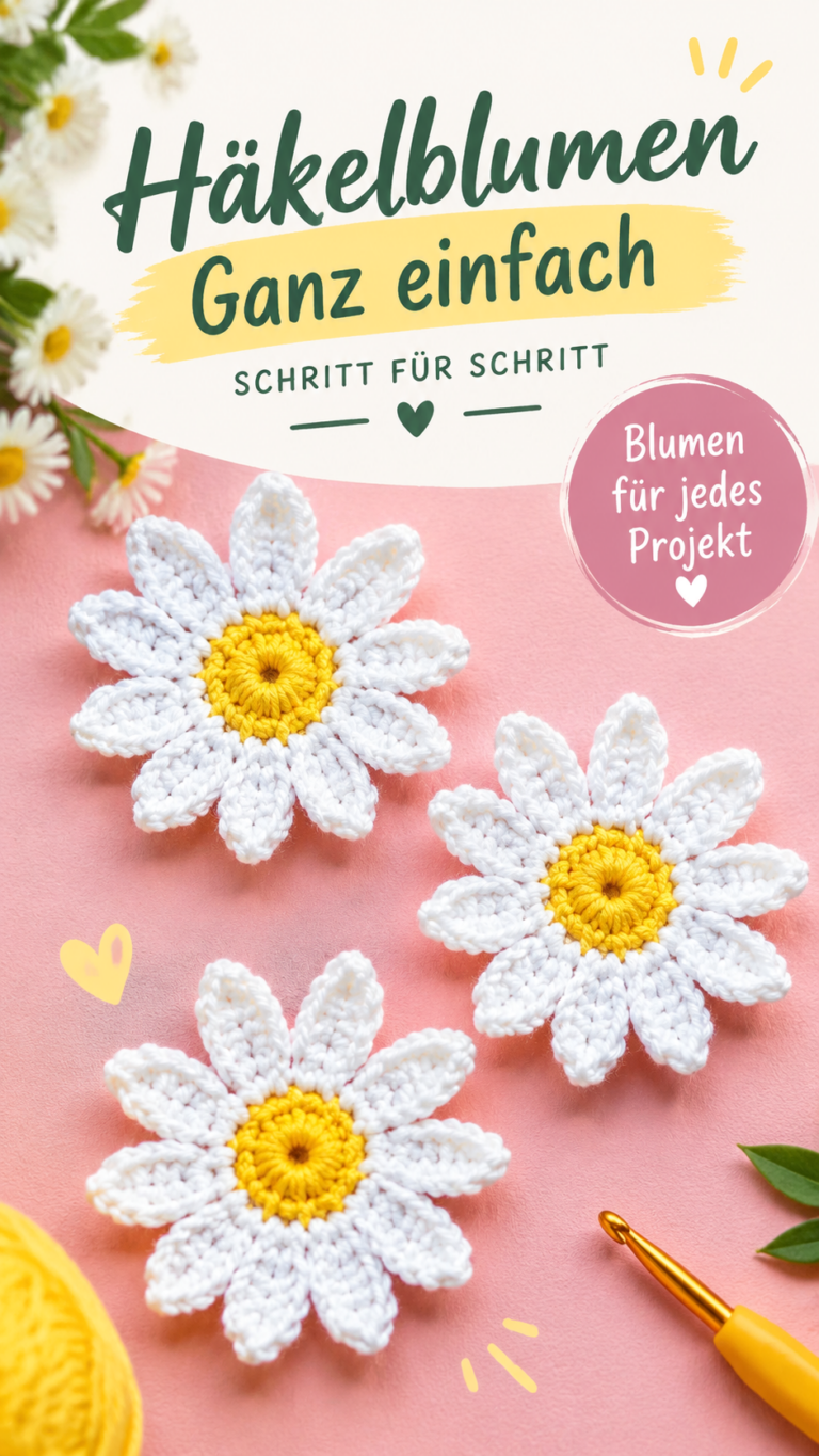Häkelanleitung Gänseblümchen  Süße gehäkelte Blumen selber machen