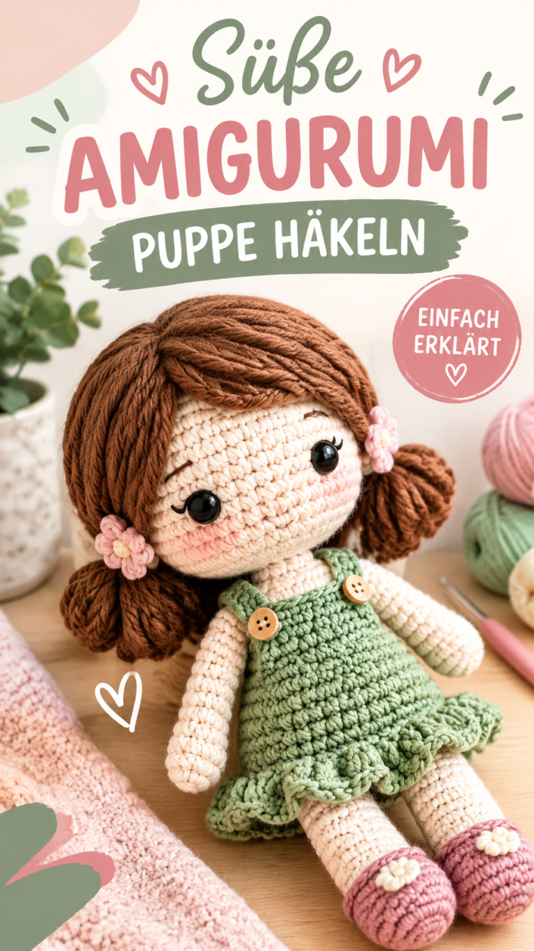 Häkelpuppe Anleitung  Süße Amigurumi Puppe selber häkeln
