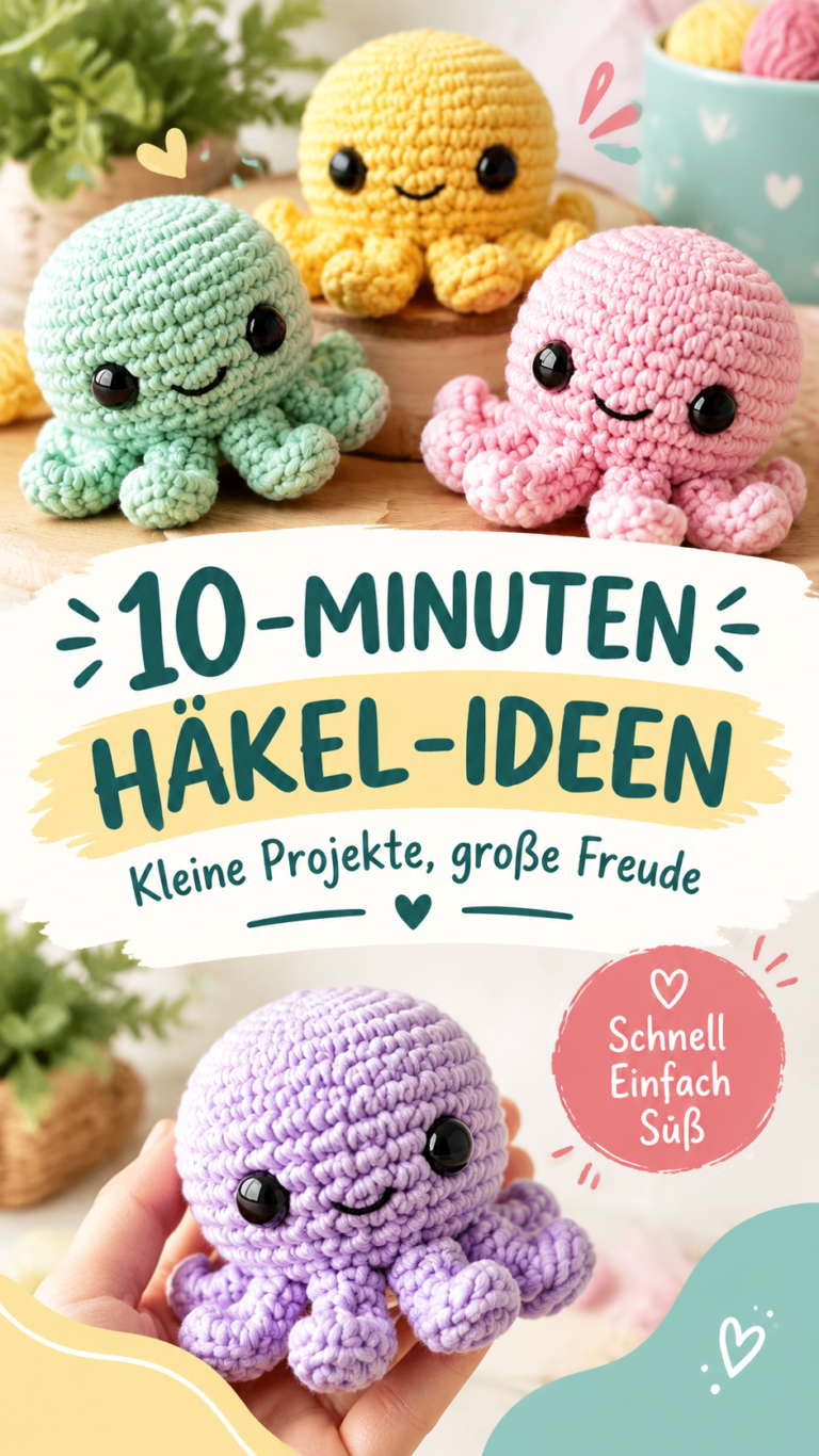 Einfache Häkelanleitung Niedliche Mini-Oktopusse in 10 Minuten häkeln