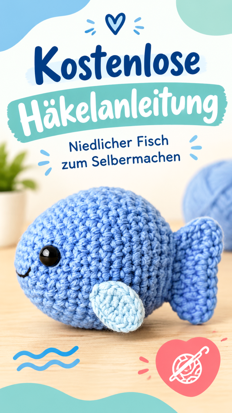 Kostenlose Häkelanleitung Süßer gehäkelter Fisch als Amigurumi-Meerestier